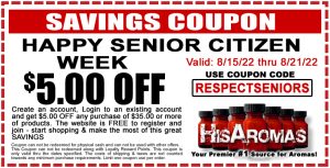 $5.00 OFF COUPON - Happy Senior Citizen Week