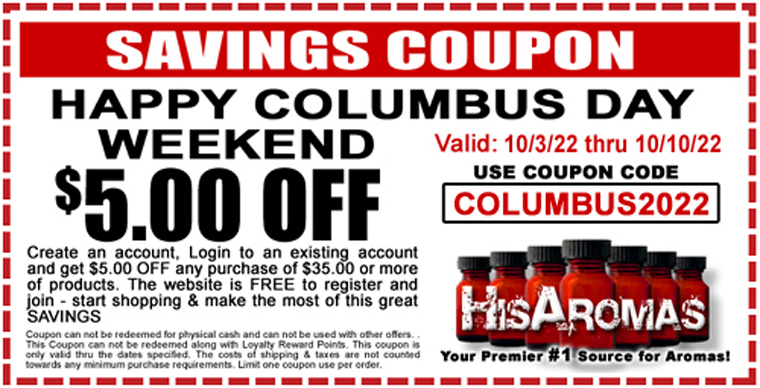 $5.00 OFF Coupon - Wishing everyone a very happy Columbus Day Holiday