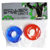 IGNITE Power Stretch Donut Cock Rings - 2 Pack Red/Blue