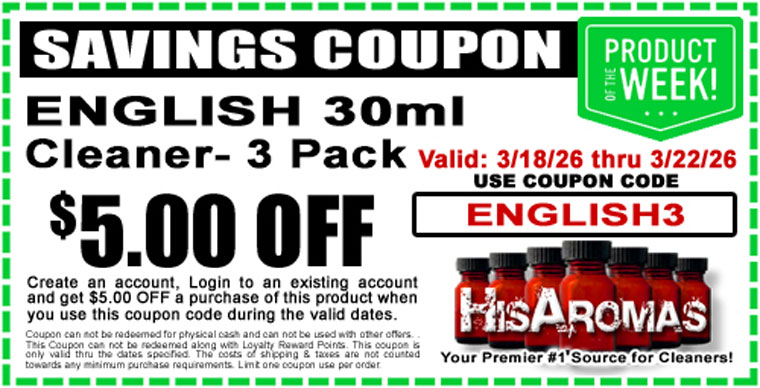 Get .00 OFF ENGLISH 30ml Cleaner 3 Pack