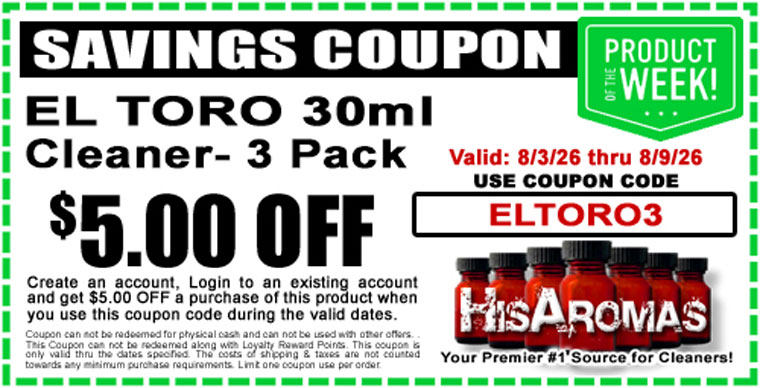 Get $5.00 OFF EL TORO 30ml Cleaner 3 Pack