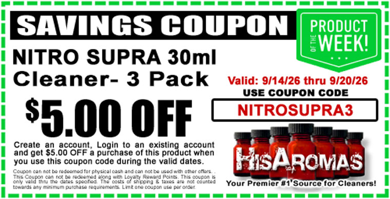 Get $5.00 OFF NITRO SUPRA 30ml Cleaner 3 Pack